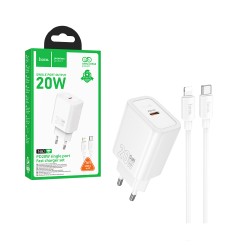 Adaptador Hoco N60 Gentle PD30W Tipo-C para Lightning 1M Branco